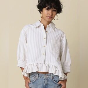 Olivaceous White Striped Button Down Shirt